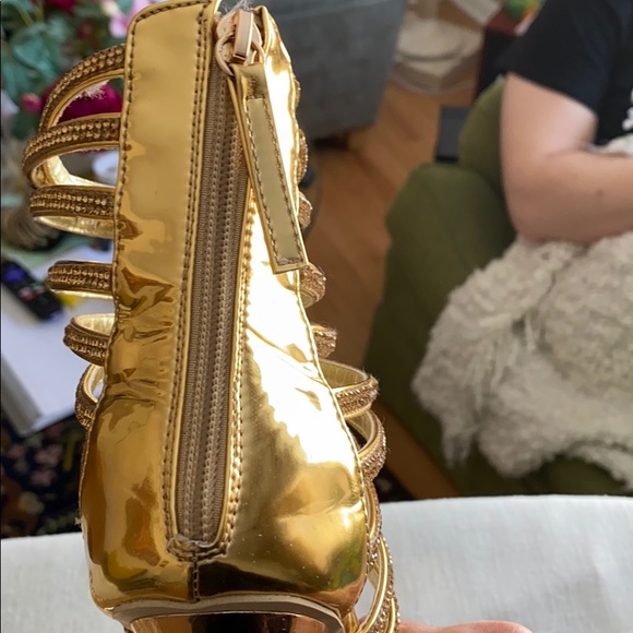 FSJ Gold Cage Stiletto’s with Gold Crystals - Picture 9 of 14